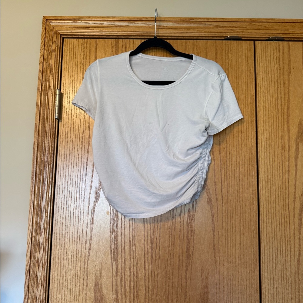 Lululemon White Ruched Women's crop Top